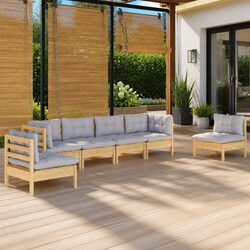 Premium 6 Piece Garden Lounge Set with Grey Cushions