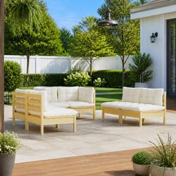 Stylish 6 Piece Outdoor Lounge Set with Cream Cushions