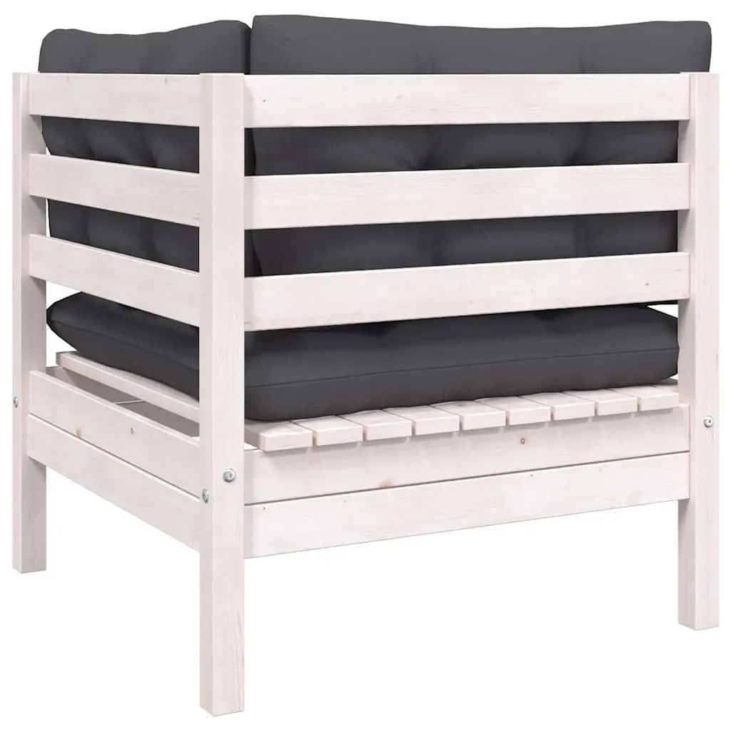 Garden Lounge Set Solid Pinewood 8 Piece Modular White