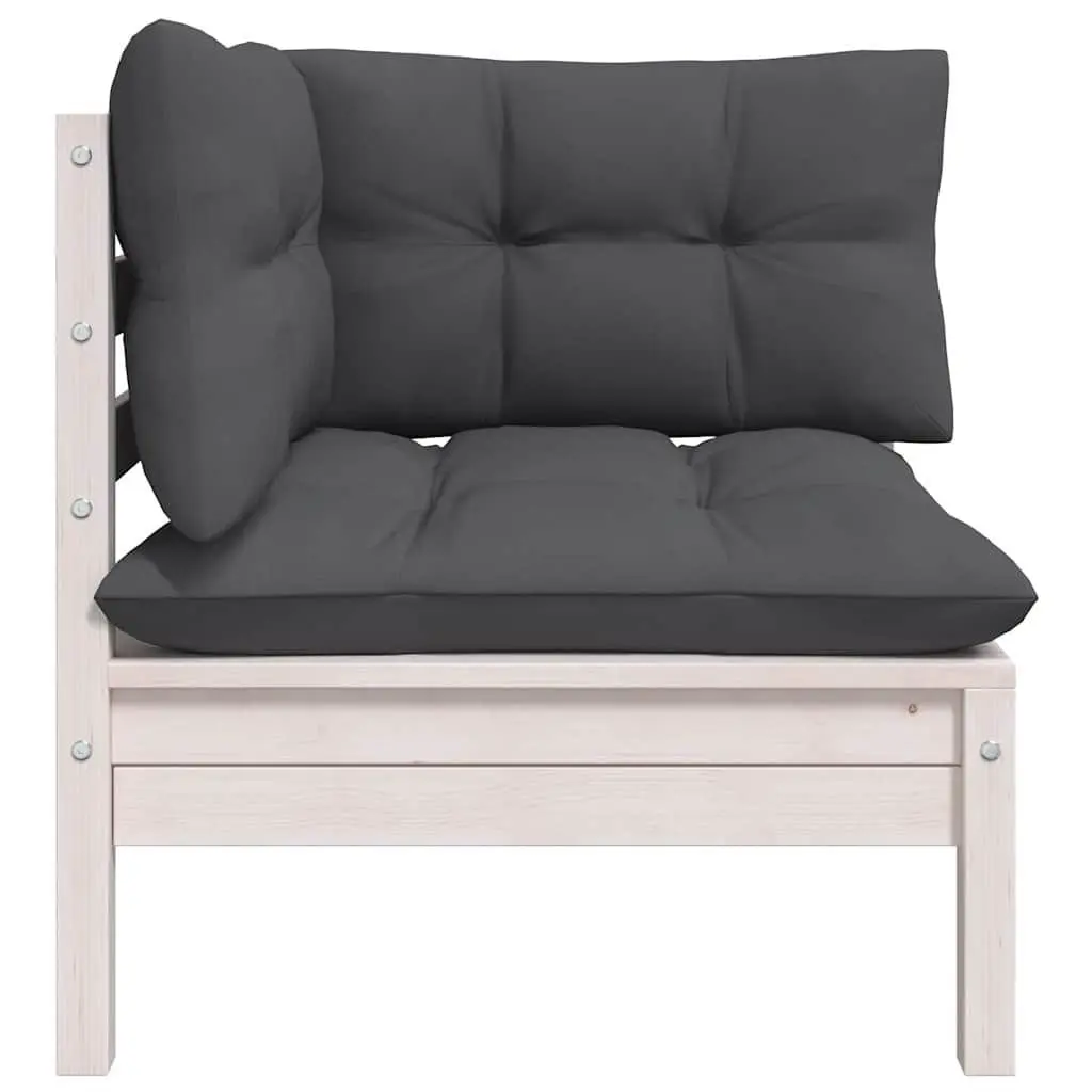 Garden Lounge Set Solid Pinewood 8 Piece Modular White