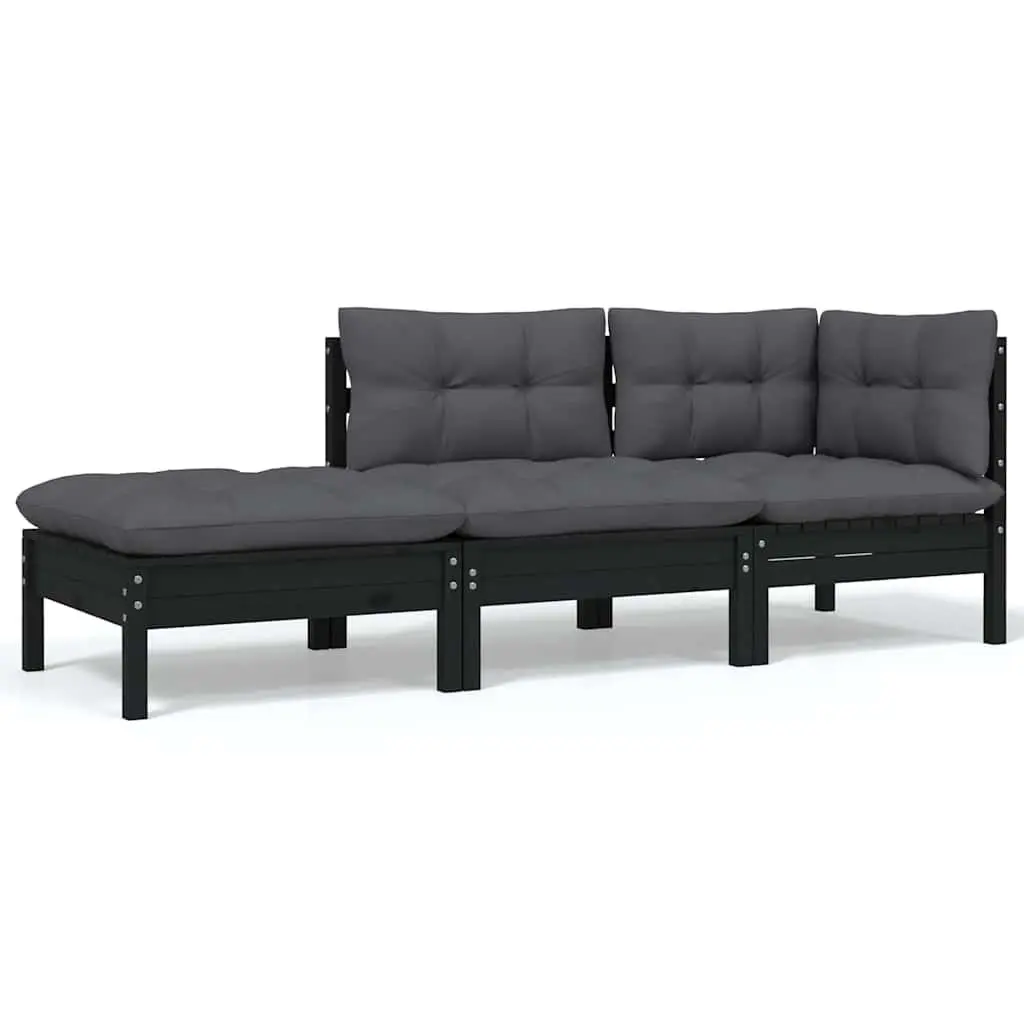 8-Piece Solid Pinewood Garden Lounge Set with Cushions