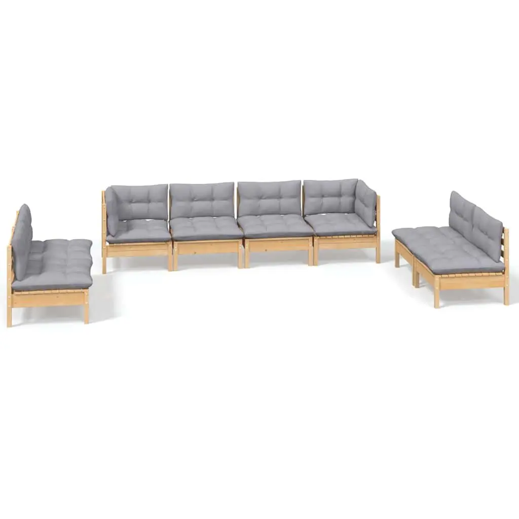 8-Piece Solid Pinewood Garden Lounge Set