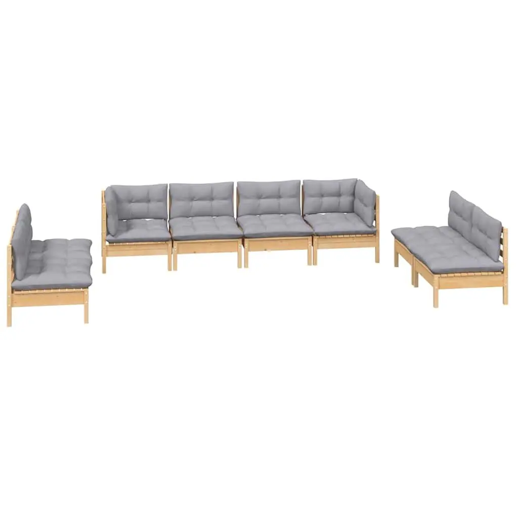 8-Piece Solid Pinewood Garden Lounge Set