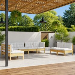8 Piece Modular Garden Lounge Set with Cream Cushions