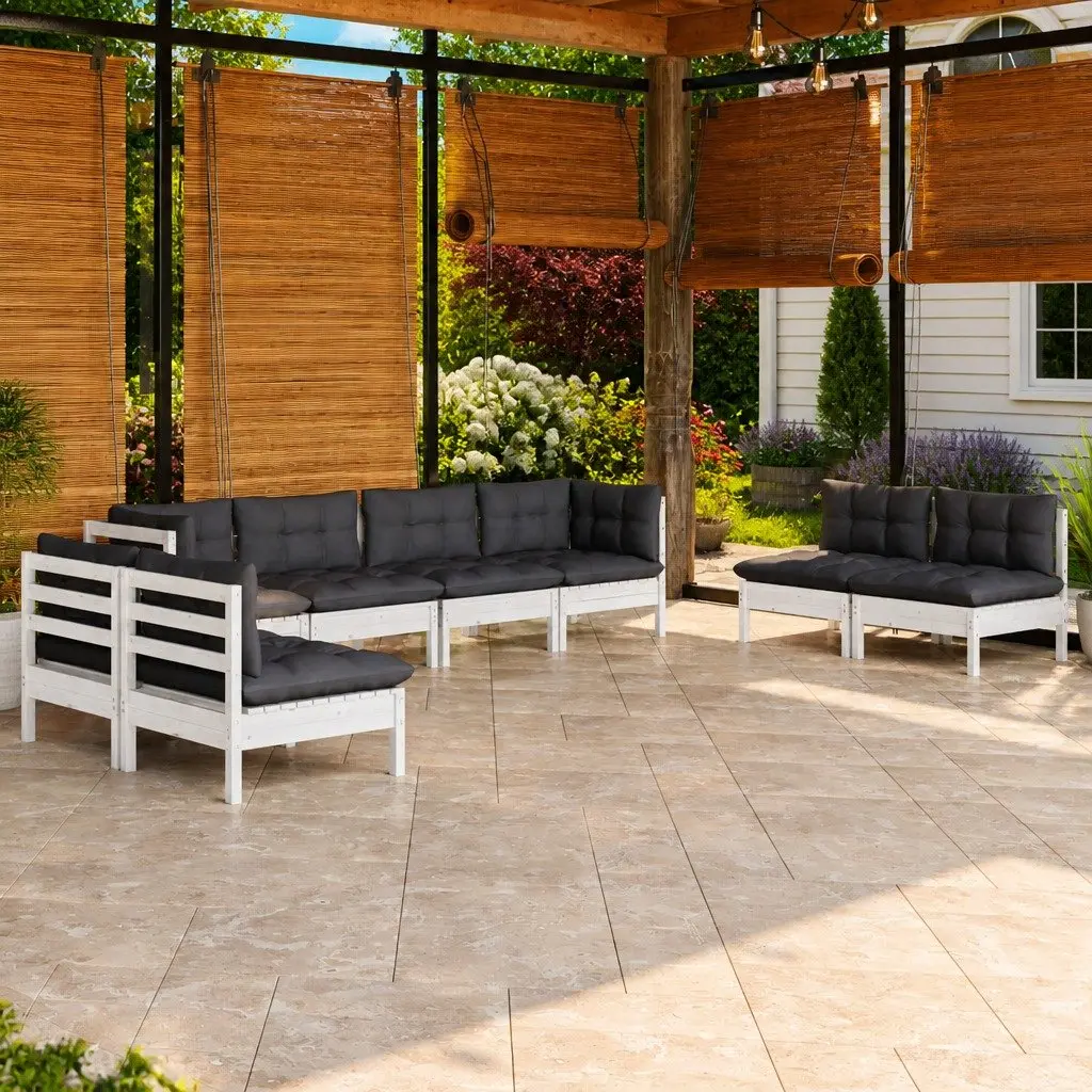 8-Piece Modular Outdoor Patio Lounge Set in White