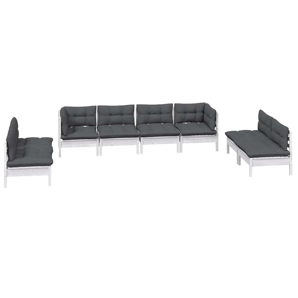 8-Piece Modular Outdoor Patio Lounge Set in White