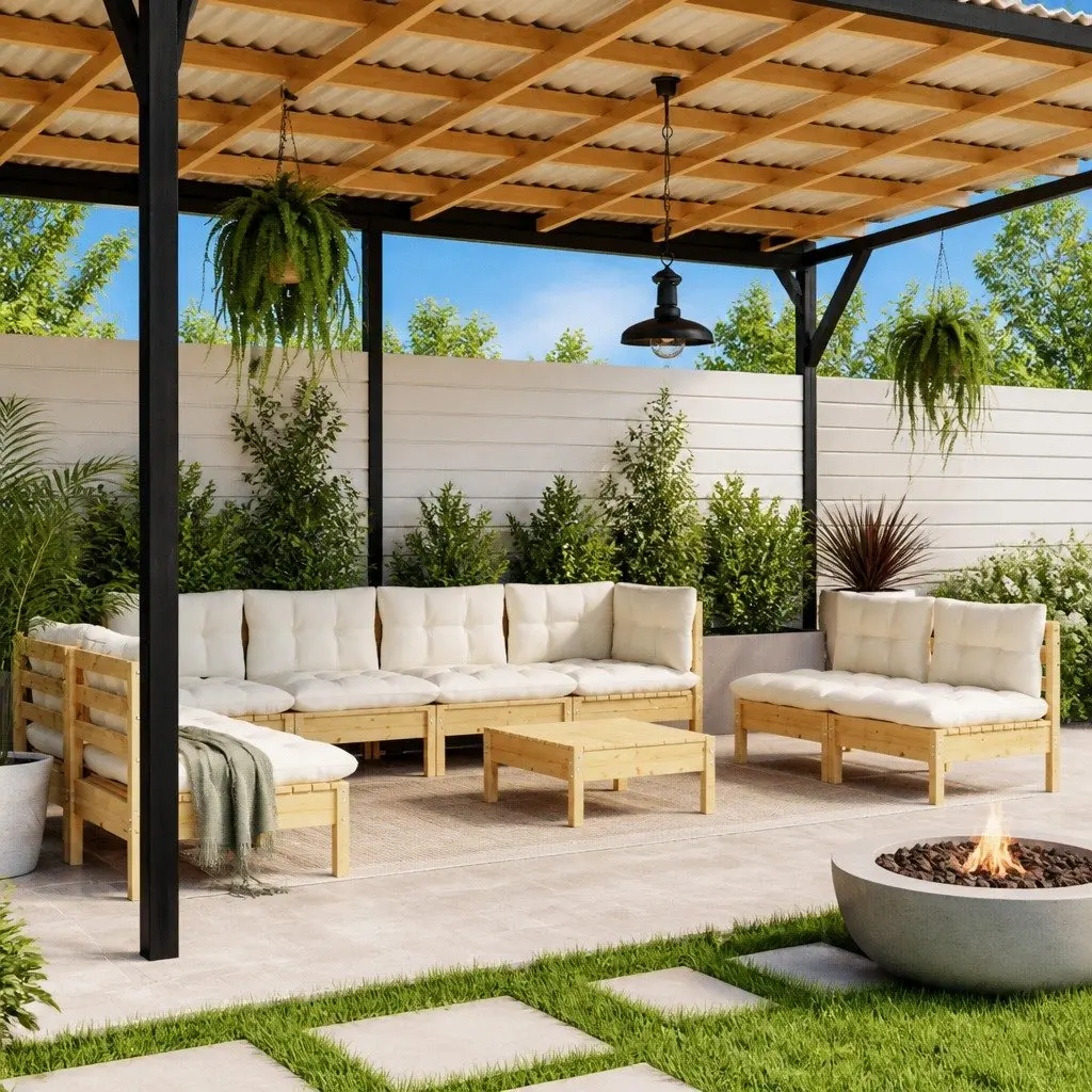 9 Piece Modular Outdoor Patio Lounge Set with Cushions