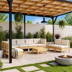 9 Piece Modular Outdoor Patio Lounge Set with Cushions