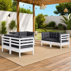 Sturdy 6 Piece Modular Garden Lounge Set with Cushions