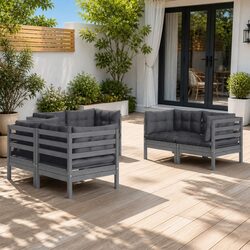 Premium 6-Piece Grey Garden Lounge Set for Outdoor Use