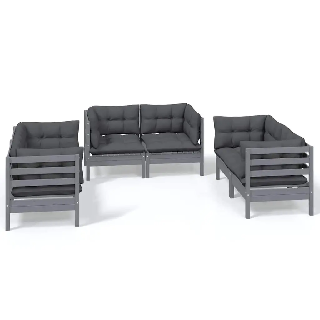 6-Piece Grey Garden Lounge Set for Outdoor Use