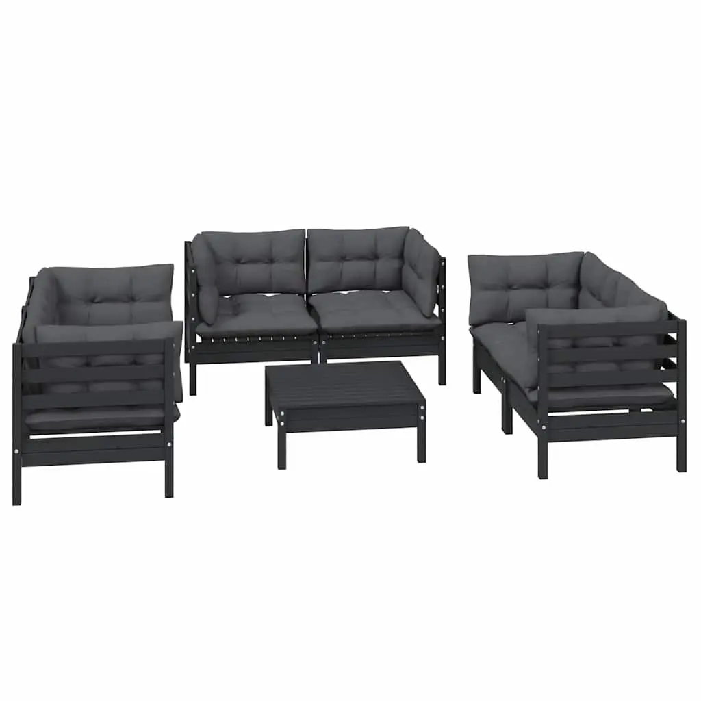 Solid Pinewood 7 Piece Garden Lounge Set with Cushions