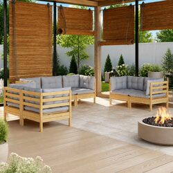 Modular 7 Piece Garden Lounge Set with Grey Cushions