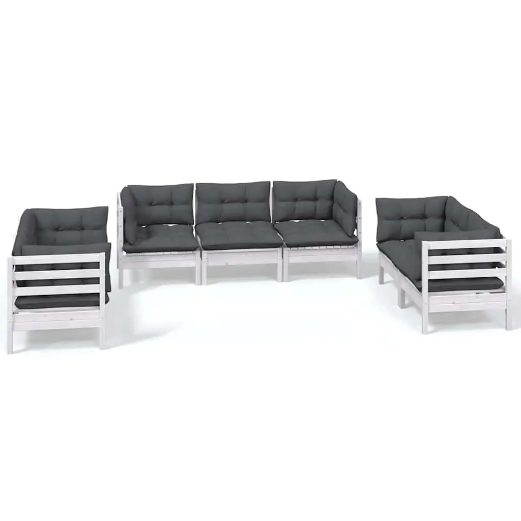 Solid Pinewood 7 Piece Garden Lounge Set for Outdoors