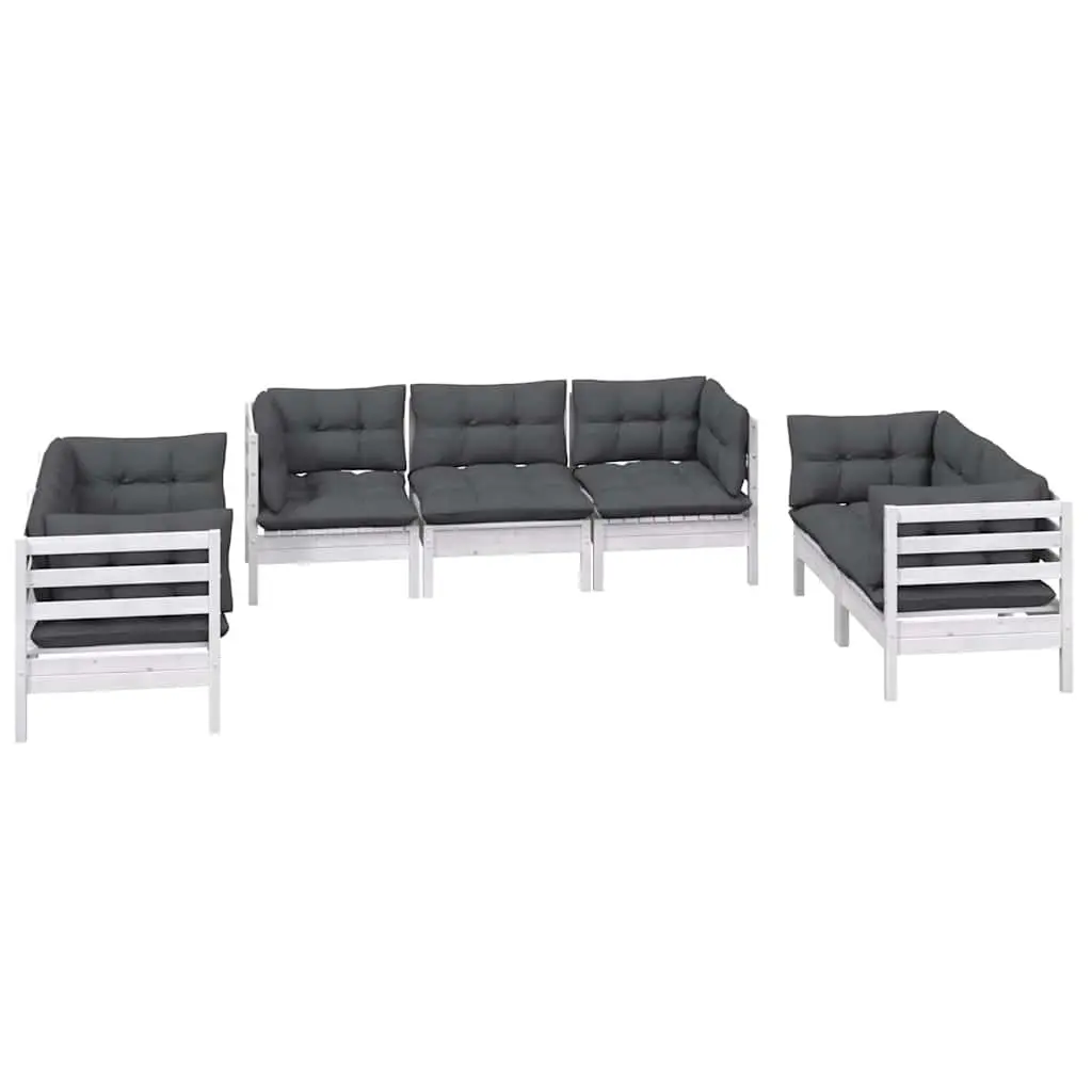 Solid Pinewood 7 Piece Garden Lounge Set for Outdoors