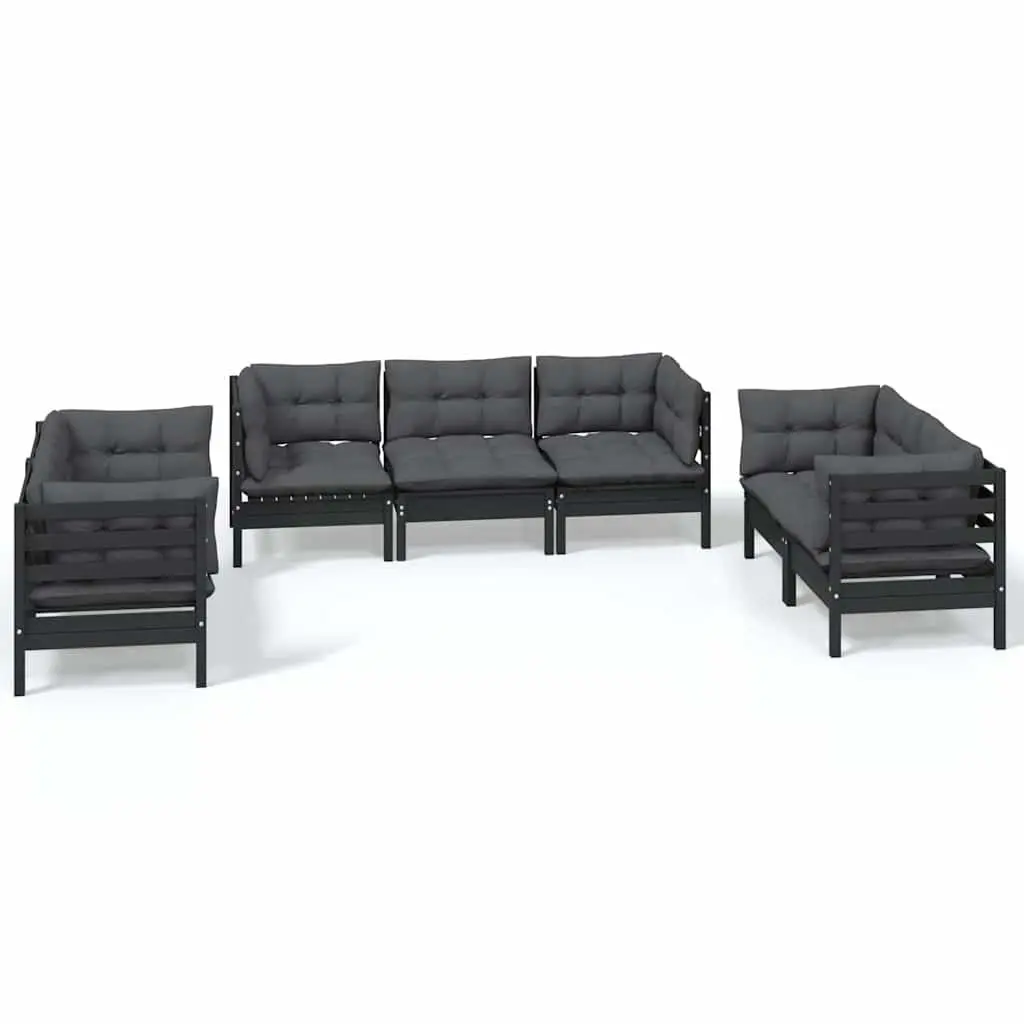 7 Piece Garden Lounge Set Solid Pinewood Black