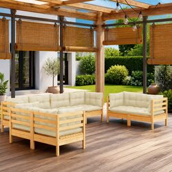 8 Piece Outdoor Patio Lounge Set with Cream Cushions