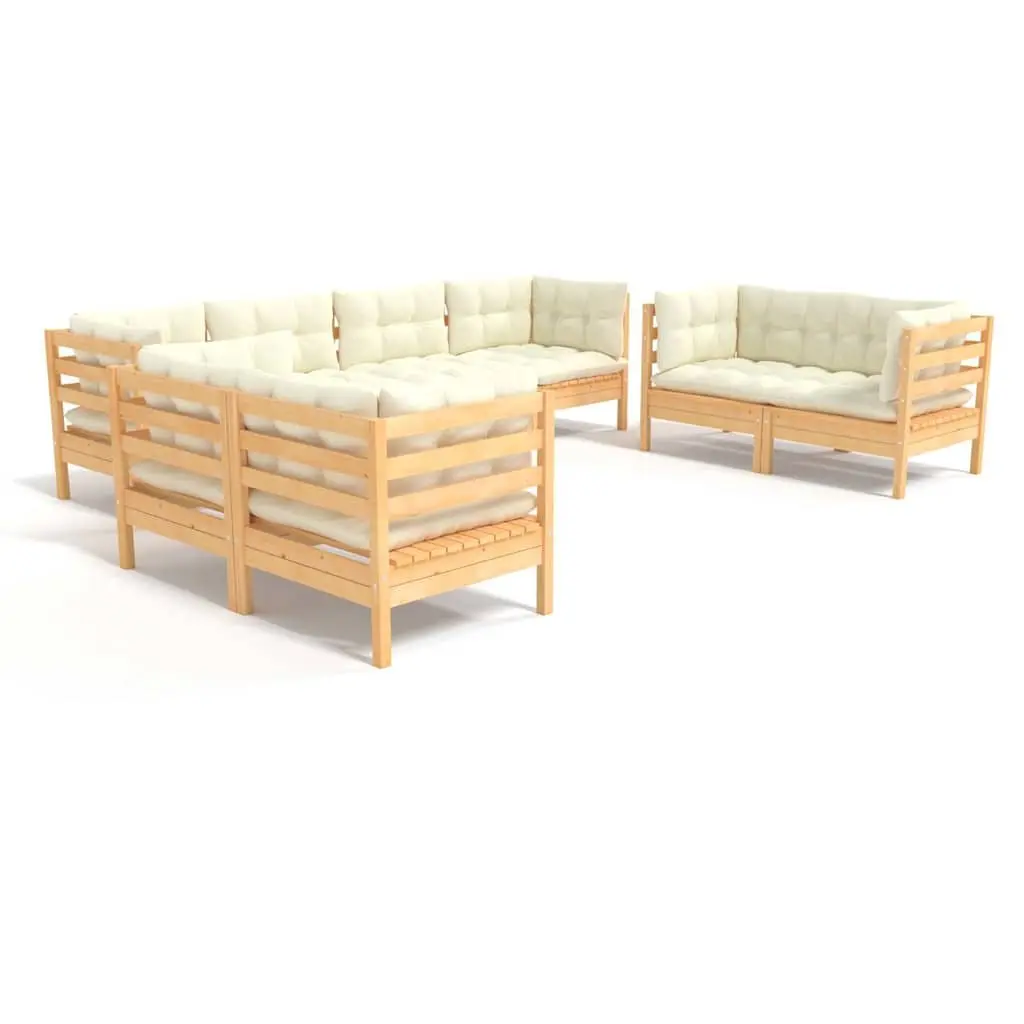 8 Piece Outdoor Patio Lounge Set with Cream Cushions