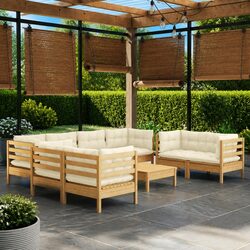 Premium 9 Piece Outdoor Lounge Set with Cream Cushions