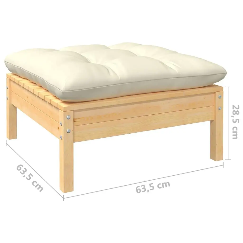 Garden Lounge Set Solid Pinewood 9 Piece Modular Outdoor Patio Furniture Cream Cushions