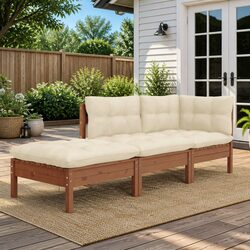 Durable 3 Piece Garden Lounge Set with Cushions in Brown