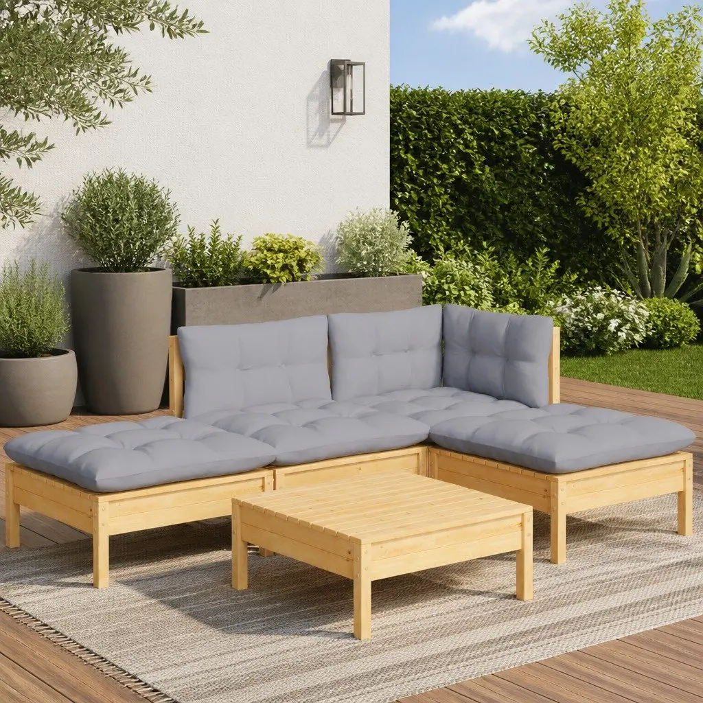 5-Piece Grey Cushion Garden Lounge Set