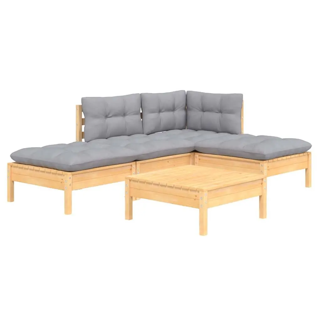 5-Piece Grey Cushion Garden Lounge Set