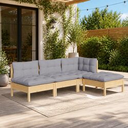 Sturdy 4 Piece Modular Outdoor Patio Lounge Set with Grey Cushions