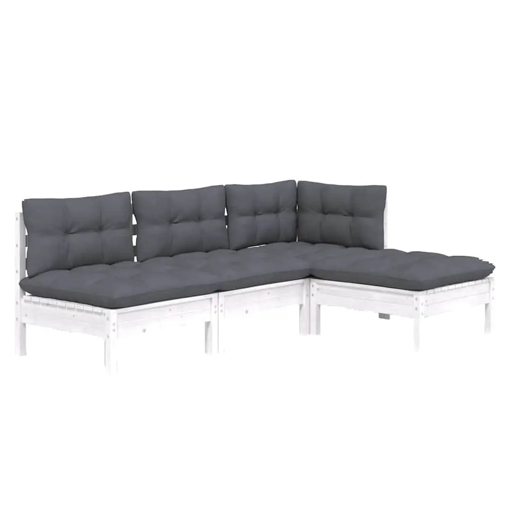 White Pinewood 4-Piece Garden Lounge Set