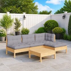 Premium 5 Piece Garden Lounge Set with Grey Cushions