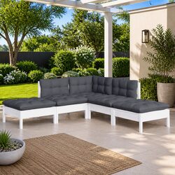 Durable 5 Piece White Garden Lounge Set with Cushions
