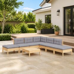 Sturdy 8 Piece Garden Lounge Set with Grey Cushions