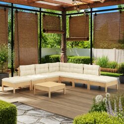 8 Piece Wooden Garden Lounge Set with Cream Cushions