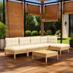 Durable 6-Piece Garden Lounge Set with Cream Cushions
