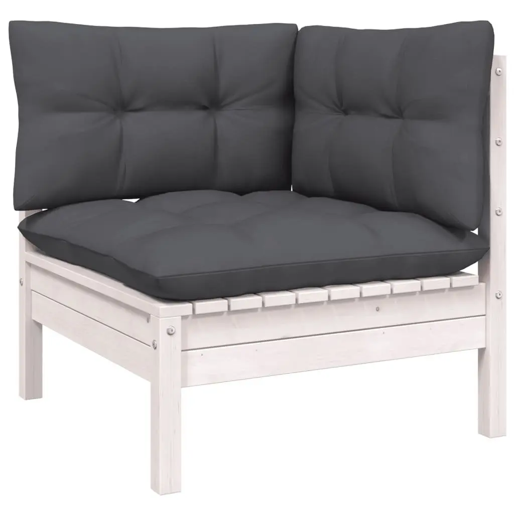 6 Piece White Pinewood Garden Lounge Set