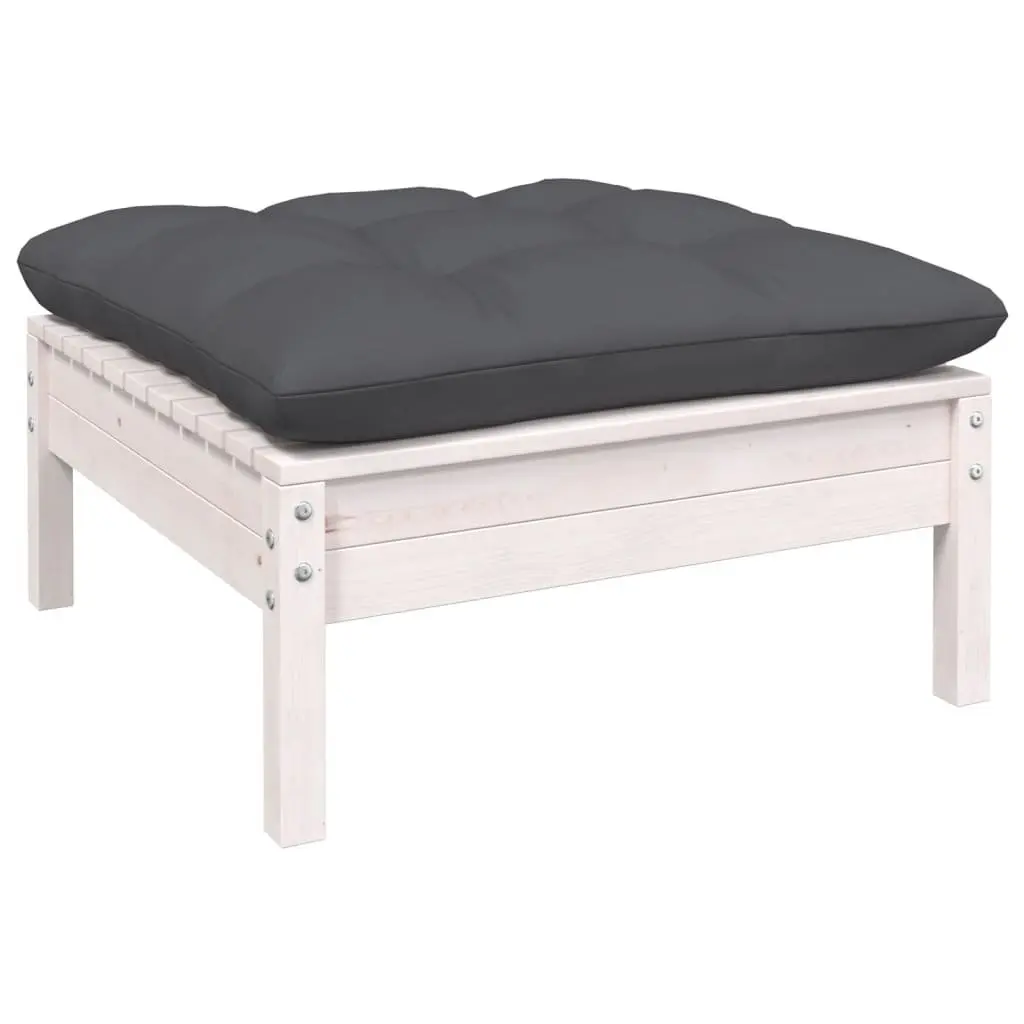 6 Piece White Pinewood Garden Lounge Set