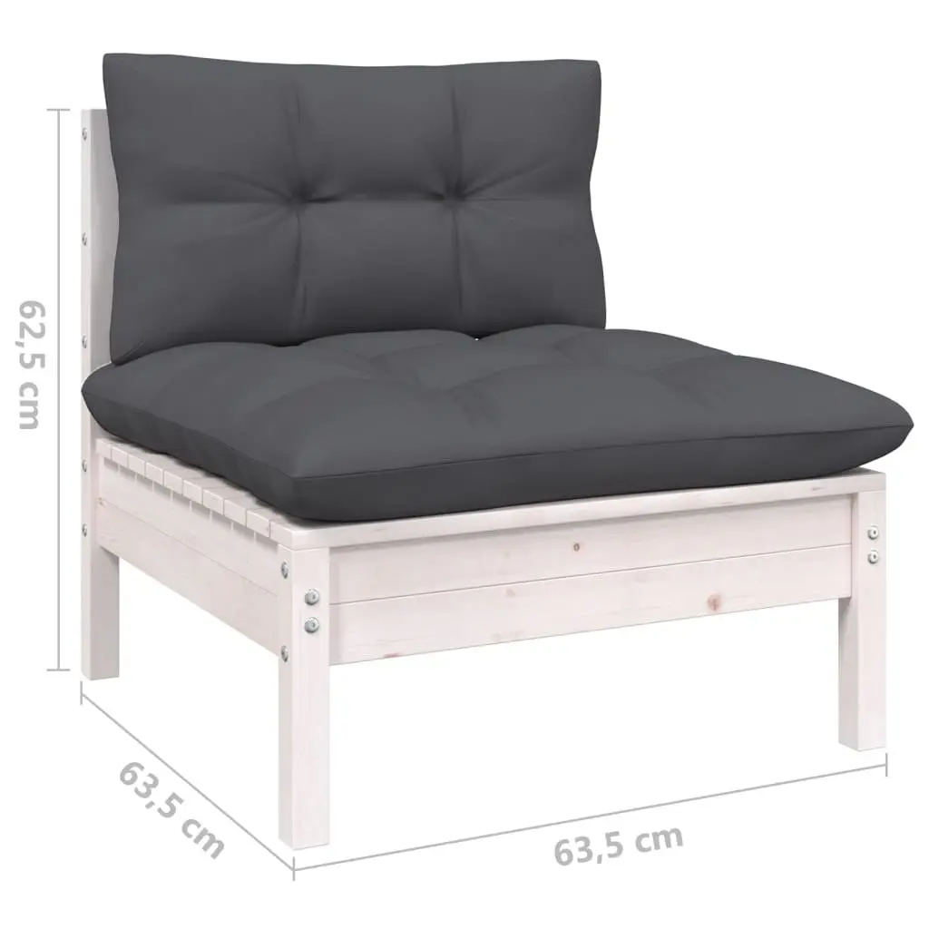 6 Piece White Pinewood Garden Lounge Set