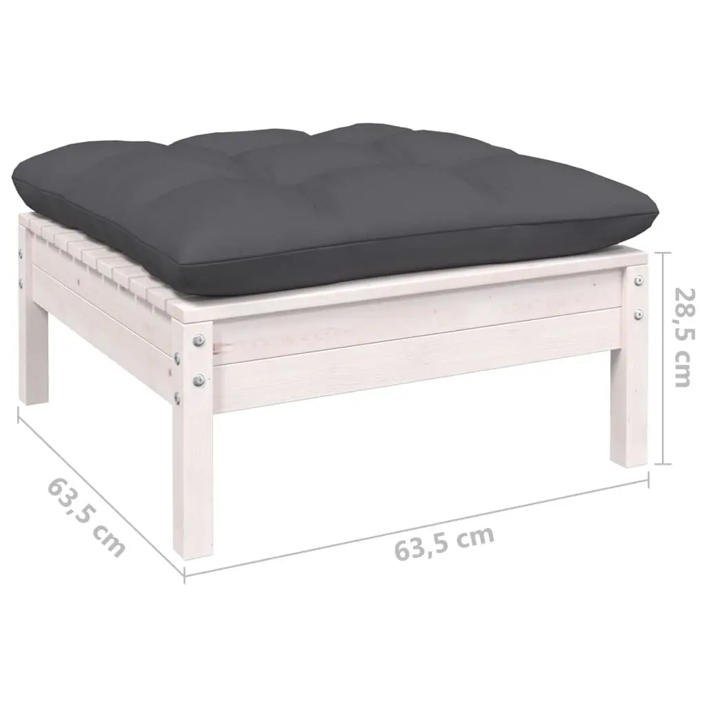 6 Piece White Pinewood Garden Lounge Set