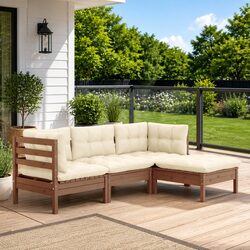Quality Brown Pinewood Garden Lounge Set for Outdoors
