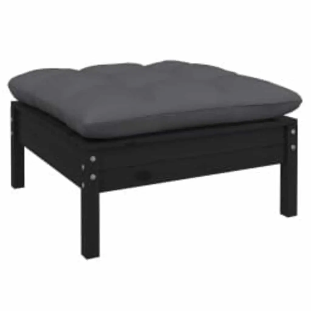 4 Piece Garden Lounge Set Pinewood Black Outdoor Furniture with Cushions