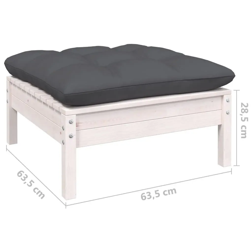 Garden Lounge Set Pinewood 5 Piece White Outdoor Furniture Patio with Cushions Modular