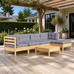 Durable 6 Piece Wooden Garden Lounge Set with Cushions