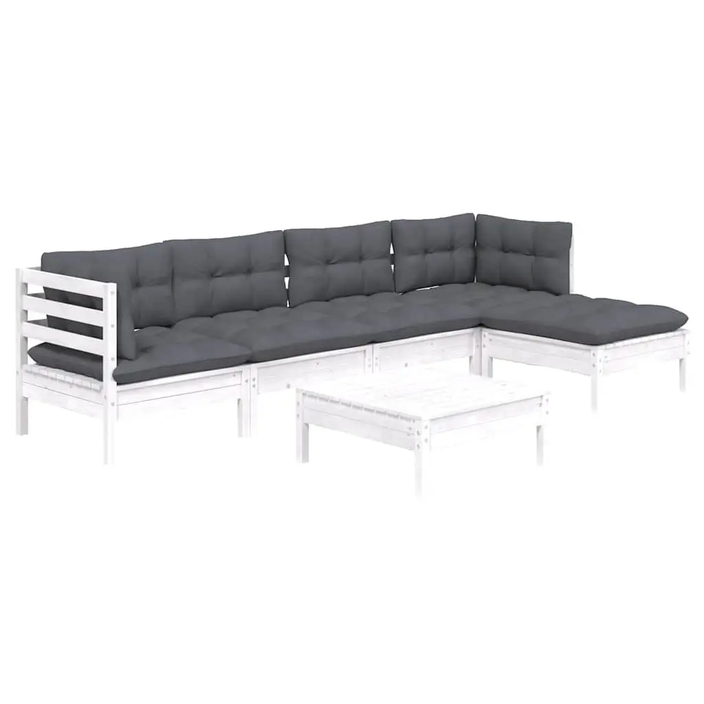 6-Piece Outdoor Lounge Set in White Pinewood