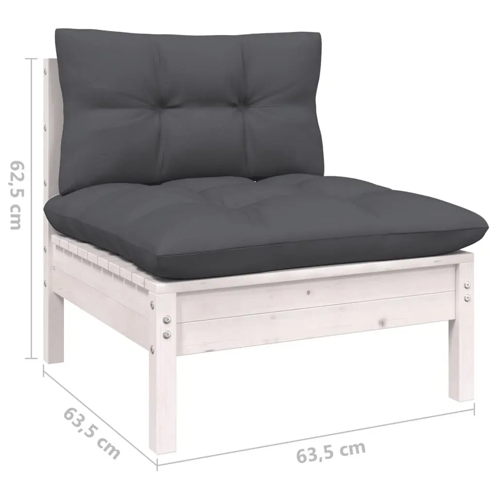 6-Piece Outdoor Lounge Set in White Pinewood