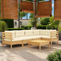 Modular Outdoor Garden Lounge Set with Cream Cushions
