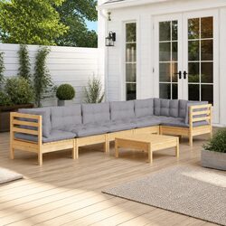 7-Piece Outdoor Lounge Set with Durable Grey Cushions