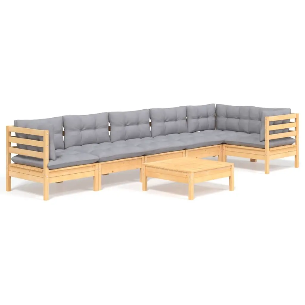 7-Piece Outdoor Lounge Set with Durable Grey Cushions