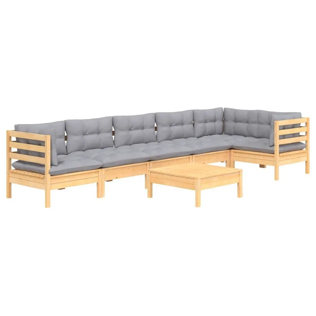 7-Piece Outdoor Lounge Set with Durable Grey Cushions