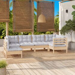 Durable 6 Piece Garden Lounge Set with Grey Cushions