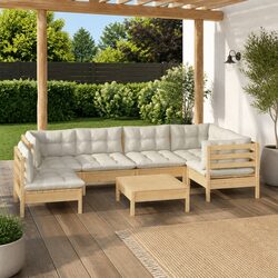 Durable 7 Piece Garden Lounge Set with Cream Cushions